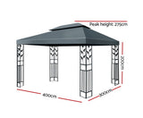 4m x 3m Temporary Garden Gazebo - Black / White