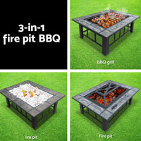 Fire Pit BBQ Grill Stove Table Ice Pits Patio Fireplace Heater 3 IN 1