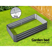 150 x 90cm Galvanised Steel Garden Bed - Aluminium Grey
