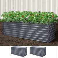 Garden Bed 320 x 80 x 77cm Galvanised Steel Raised Planter 2N1
