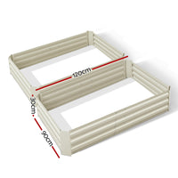 Set of 2 120 x 90cm Raised Garden Bed - Cream