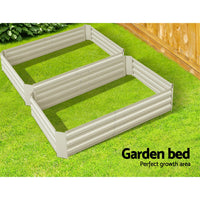 Set of 2 120 x 90cm Raised Garden Bed - Cream