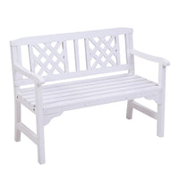 Gardeon Wooden Garden Bench 2 Seat Patio Furniture Timber Outdoor Lounge Chair White