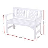 Wooden Garden Bench 2 Seat Patio Furniture Timber Outdoor Lounge Chair White