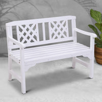 Wooden Garden Bench 2 Seat Patio Furniture Timber Outdoor Lounge Chair White