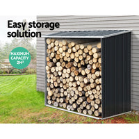 Giantz Log Firewood Storage Shed Galvanised Steel Garden Outdoor 2m³ Shelter 163x83x154CM